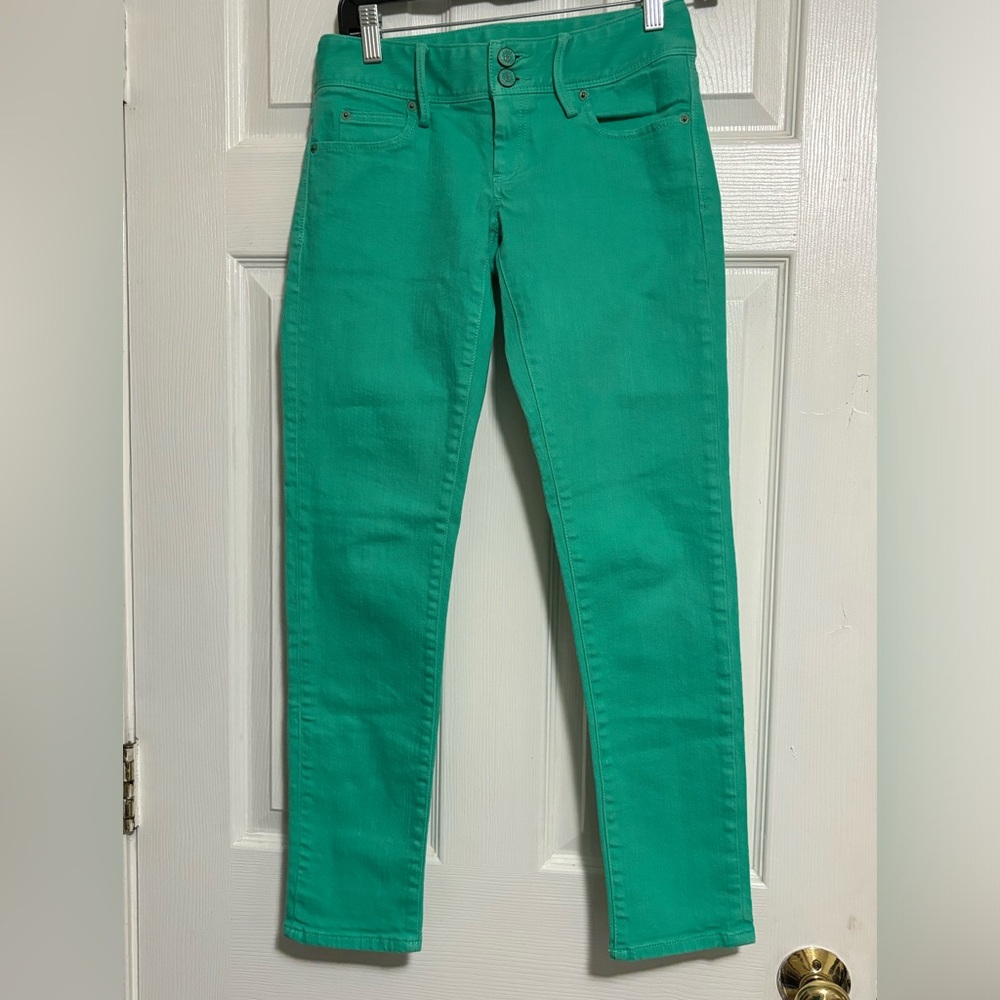 Lilly Pulitzer South Ocean High Rise Skinny Jeans Agate Green Sz 00